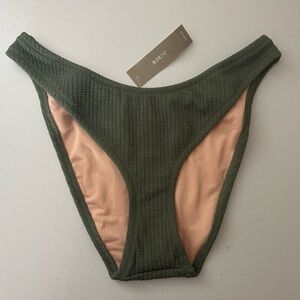 J.Crew Textured Curved-Waist Cheeky Bikini Swim Bottoms Size Small Olive Green